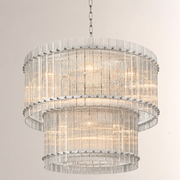 Zora Round Slat Glass 2 Tier Drum Chandelier 37”D