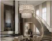 Zora Round Slat Glass 2 Tier Drum Chandelier 48”D