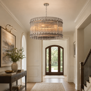 Zora Round Slat Glass Drum Chandelier 22”D