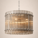 Zora Round Slat Glass Drum Chandelier 22”D
