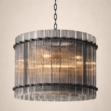 Zora Round Slat Glass Drum Chandelier 22”D