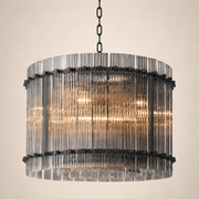 Zora Round Slat Glass Drum Chandelier 22”D