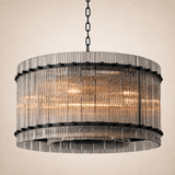Zora Round Slat Glass Drum Chandelier 37”D