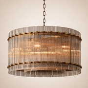 Zora Round Slat Glass Drum Chandelier 37”D