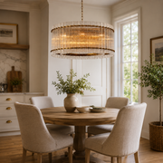 Zora Round Slat Glass Drum Chandelier 48”D