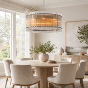 Zora Round Slat Glass Drum Chandelier 48”D