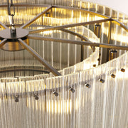 Zora Round Slat Glass Drum Chandelier 48”D