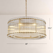 Zora Round Slat Glass Drum Chandelier 48”D