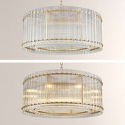 Zora Round Slat Glass Drum Chandelier 48”D