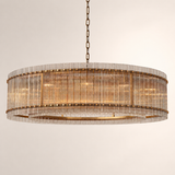 Zora Round Slat Glass Drum Chandelier 60”D