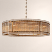 Zora Round Slat Glass Drum Chandelier 60”D