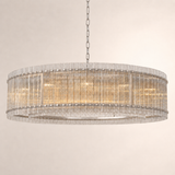 Zora Round Slat Glass Drum Chandelier 60”D
