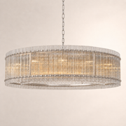 Zora Round Slat Glass Drum Chandelier 60”D
