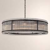 Zora Round Slat Glass Drum Chandelier 60”D