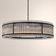 Zora Round Slat Glass Drum Chandelier 60”D