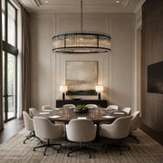 Zora Round Slat Glass Drum Chandelier 60”D