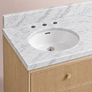 Celorin Reeded Double Vanity — LIGHT OAK / CARRARA / OVAL