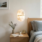 Alabaster Capsule Shaped Oval Pendant Lamp — image 2