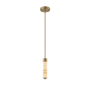 Alabaster Column Spiral Brass Chandelier