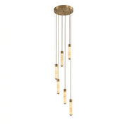 Alabaster Column Spiral Brass Chandelier