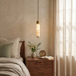 Alabaster Column Spiral Brass Chandelier