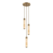 Alabaster Column Spiral Brass Chandelier