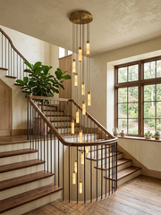 Alabaster Column Spiral Brass Chandelier