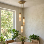 Alabaster Column Spiral Brass Chandelier
