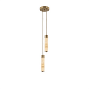 Alabaster Column Spiral Brass Chandelier