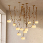 Alabaster Cylindrical Cluster Chain Chandelier