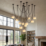 Alabaster Cylindrical Cluster Chain Chandelier