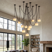 Alabaster Cylindrical Cluster Chain Chandelier