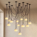 Alabaster Cylindrical Cluster Chain Chandelier