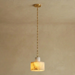 Alabaster Cylindrical Cluster Chain Chandelier