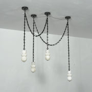 Alabaster Cylindrical Chain Chandelier