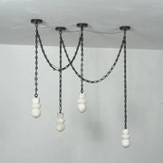 Alabaster Cylindrical Chain Chandelier