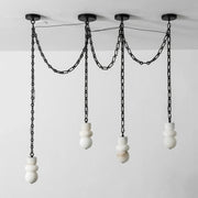 Alabaster Cylindrical Chain Chandelier