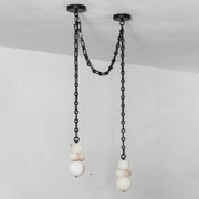 Alabaster Cylindrical Chain Chandelier