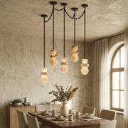 Alabaster Cylindrical Chain Chandelier