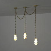 Alabaster Cylindrical Chain Chandelier