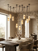 Alabaster Cylindrical Chain Chandelier