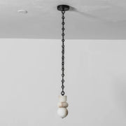 Alabaster Cylindrical Chain Chandelier