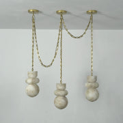 Alabaster Cylindrical Chain Chandelier