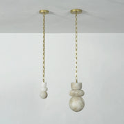 Alabaster Cylindrical Chain Chandelier