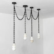 Alabaster Cylindrical Chain Chandelier