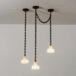 Alabaster Cylindrical Cluster Chain Chandelier
