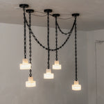Alabaster Cylindrical Cluster Chain Chandelier