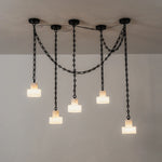 Alabaster Cylindrical Cluster Chain Chandelier