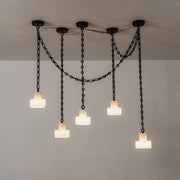 Alabaster Cylindrical Cluster Chain Chandelier