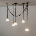 Alabaster Cylindrical Cluster Chain Chandelier